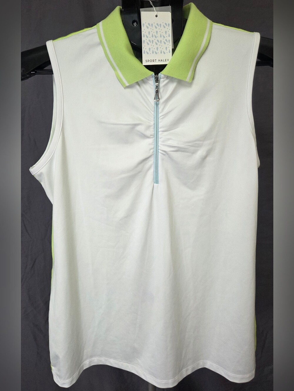 Sport Haley Womens Golf Polo Sleeveless 1/4 Zip M White/Green
